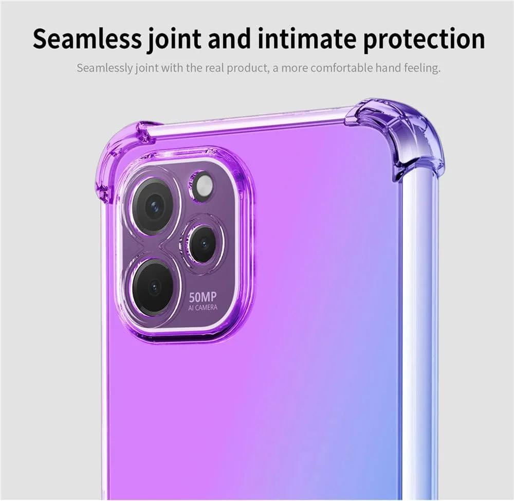 کاور RonRun برای هوآوی نوا Y61 به همراه 2 محافظ صفحه نمایش شیشه ای حرارت دیده، TPU ضد خش، رنگ گرادیان شفاف، پوشش محافظ صورتی سبز