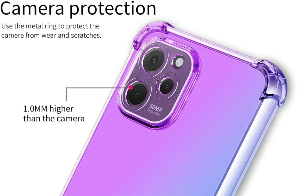 کاور RonRun برای هوآوی نوا Y61 به همراه 2 محافظ صفحه نمایش شیشه ای حرارت دیده، TPU ضد خش، رنگ گرادیان شفاف، پوشش محافظ صورتی سبز