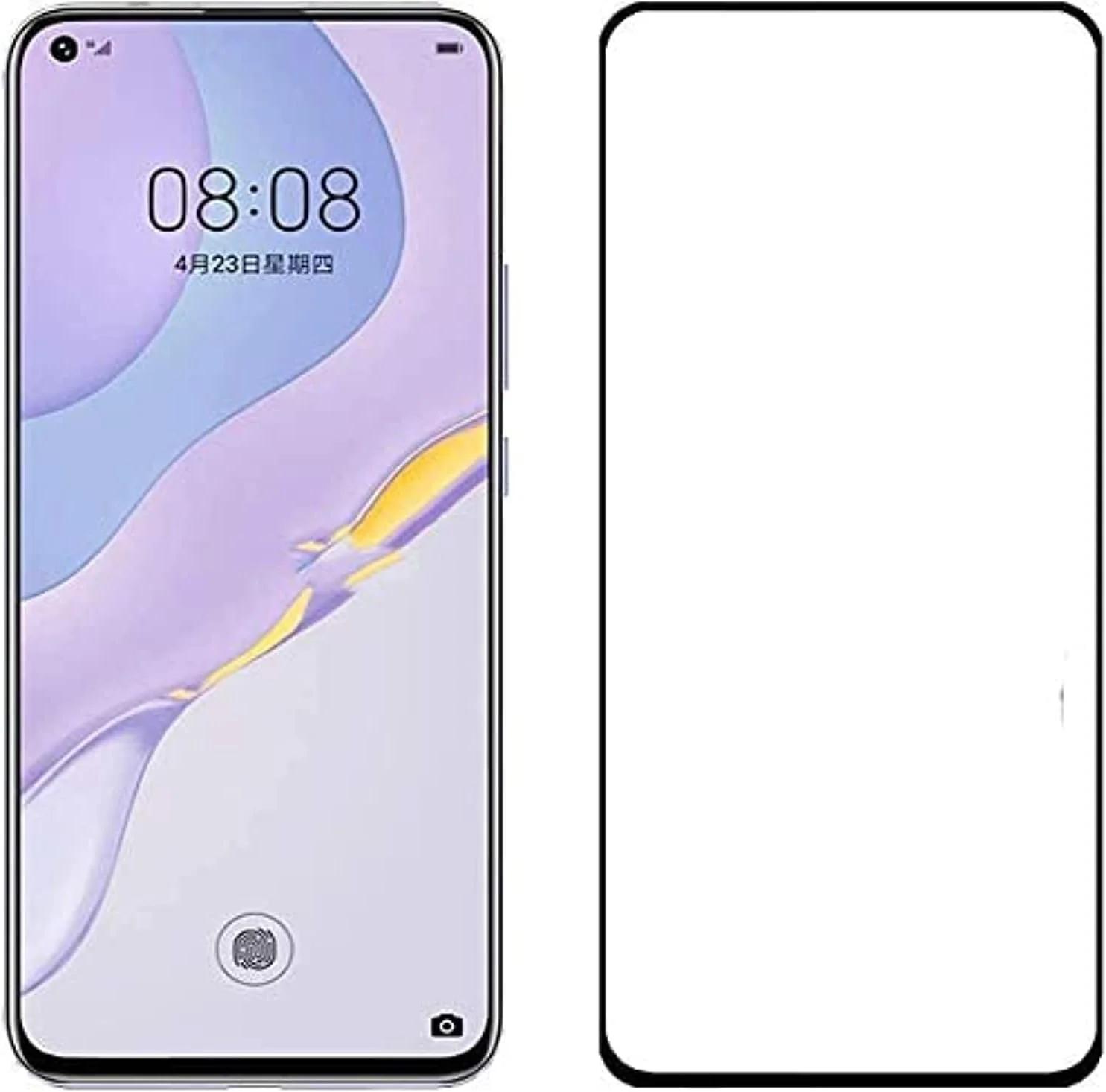محافظ صفحه نمایش گلس تمپر شده 3D خمیده AWH برای هواوی Nova 7 SE، فیلم محافظ صفحه نمایش شیشه‌ای تمپر شده [شفافیت HD] [سختی 9H] [سازگار با قاب] برای گوشی هوشمند هواوی Nova 7 SE 5G