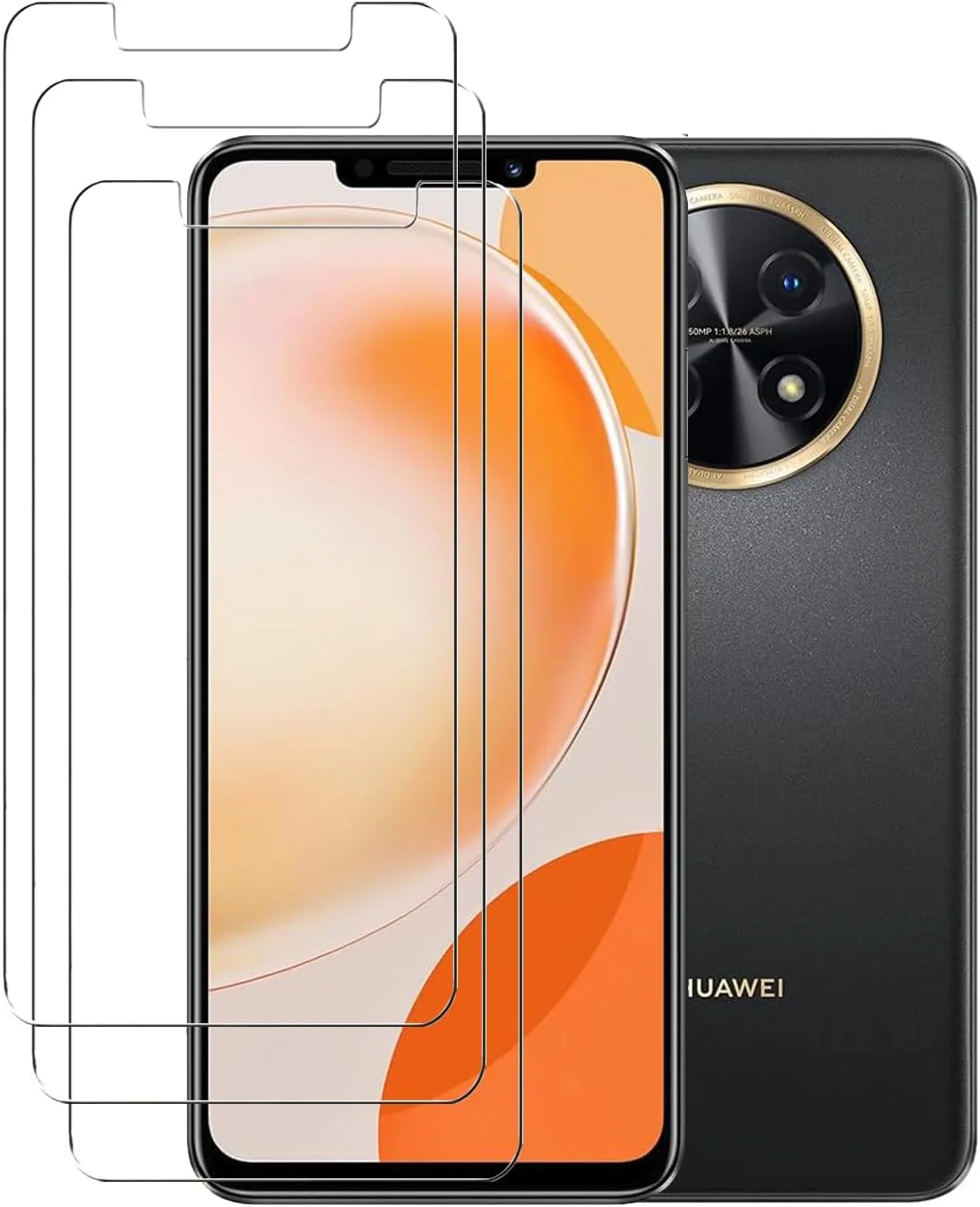 [بسته 3 عددی] محافظ صفحه نمایش شیشه ای حرارت دیده ZMONE برای Huawei Nova Y91، وضوح بالا، پوشش کامل منحنی، مقاوم در برابر خش، بدون حباب، ضد اثر انگشت