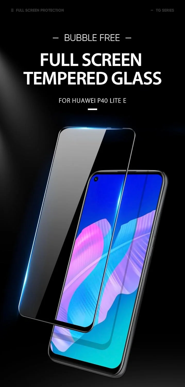 محافظ صفحه نمایش شیشه ای حرارت دیده 9D DUX DUCIS طراحی شده برای Huawei P40 Lite E/Y7p، شیشه آلومینیوم-سیلیکون 0.33 میلی متری ضد جاسوسی - مشکی (تک عددی)