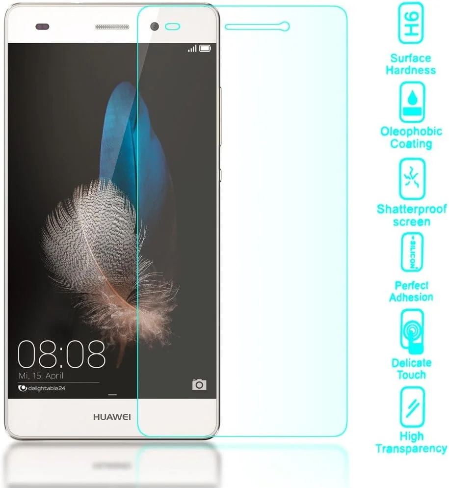 محافظ صفحه نمایش شیشه ای نالیا سازگار با هوآوی P8 Lite، محافظ صفحه نمایش کامل گوشی موبایل، فیلم شیشه ای با سختی 9H، محافظ صفحه نمایش HD گوشی، شیشه حرارت دیده - شفاف