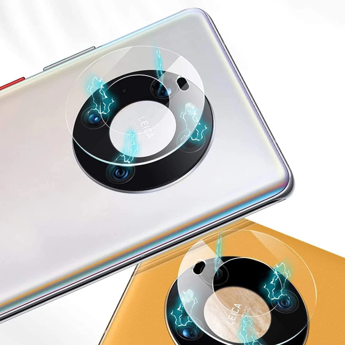 محافظ لنز دوربین DELFINO بسته 2 عددی، محافظ صفحه نمایش شیشه ای حرارت دیده برای دوربین پشتی Huawei Mate 40 Pro، پوشش محافظ حرارت دیده 7.5H 2.5D برای Huawei Mate