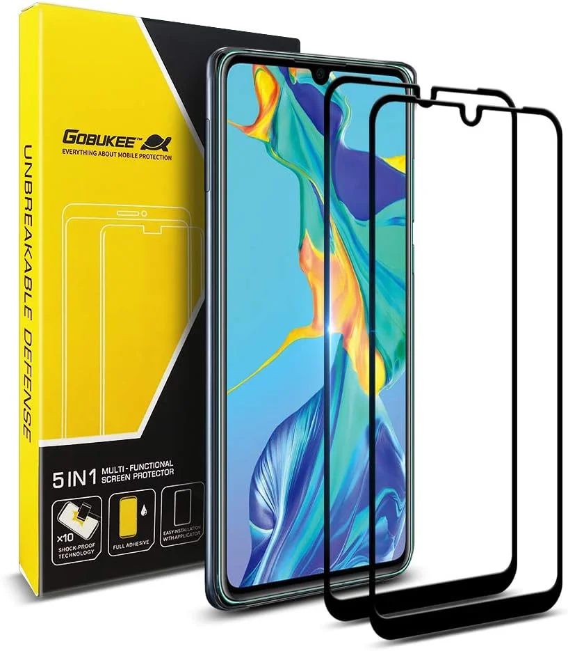 محافظ صفحه نمایش شیشه ای حرارت دیده گوبوکی 2 عددی برای گوشی هواوی P30 [پوشش کامل لبه به لبه] شفاف HD، بدون حباب، سازگار با قاب، ضد اثر انگشت