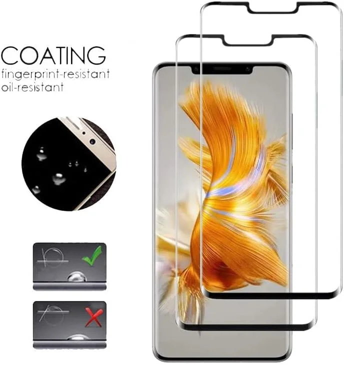 محافظ صفحه نمایش خمیده سه بعدی VIESUP برای HUAWEI Mate 50 Pro 2022، [2 عدد] شیشه حرارت دیده با سختی 9H برای HUAWEI Mate50 Pro 6.74 اینچ