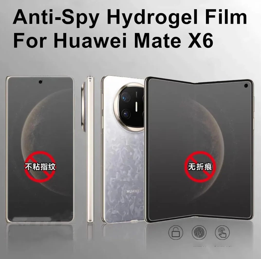 محافظ صفحه نمایش هیدروژلی حریم خصوصی نرم Gruattreay سازگار با Huawei Mate X6، محافظ صفحه نمایش نرم ضد جاسوسی خارجی و فیلم صفحه نمایش داخلی و فیلم صفحه نمایش خارجی برای Mate X6