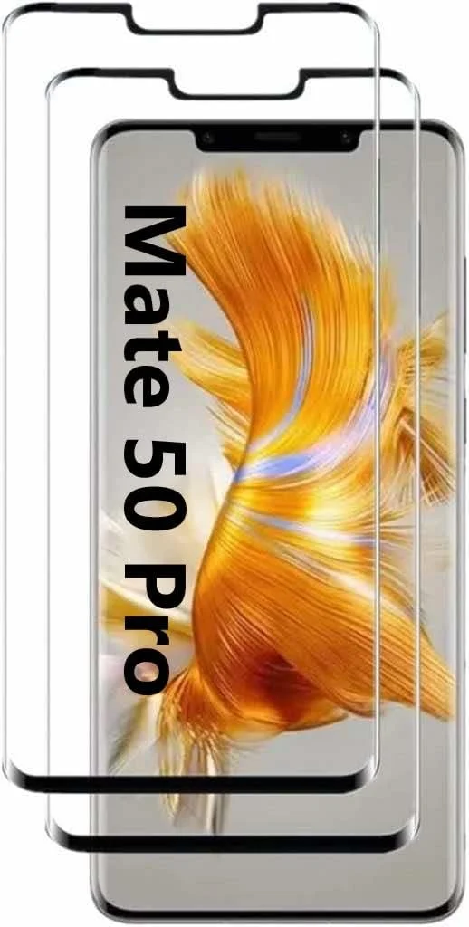 [2 عدد] محافظ صفحه نمایش منحنی سه بعدی برای HUAWEI Mate 50 Pro 2022، شیشه حرارت دیده با سختی 9H، پوشش کامل صفحه نمایش بدون حباب، لبه های منحنی سه بعدی برای محافظ صفحه نمایش شفاف HD HUAWEI Mate50 Pro 6.74 اینچی