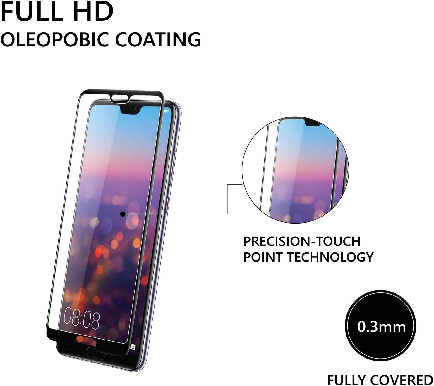 محافظ صفحه نمایش شیشه ای حرارت دیده با پوشش کامل گوشی هواوی P20 - شیشه عالی