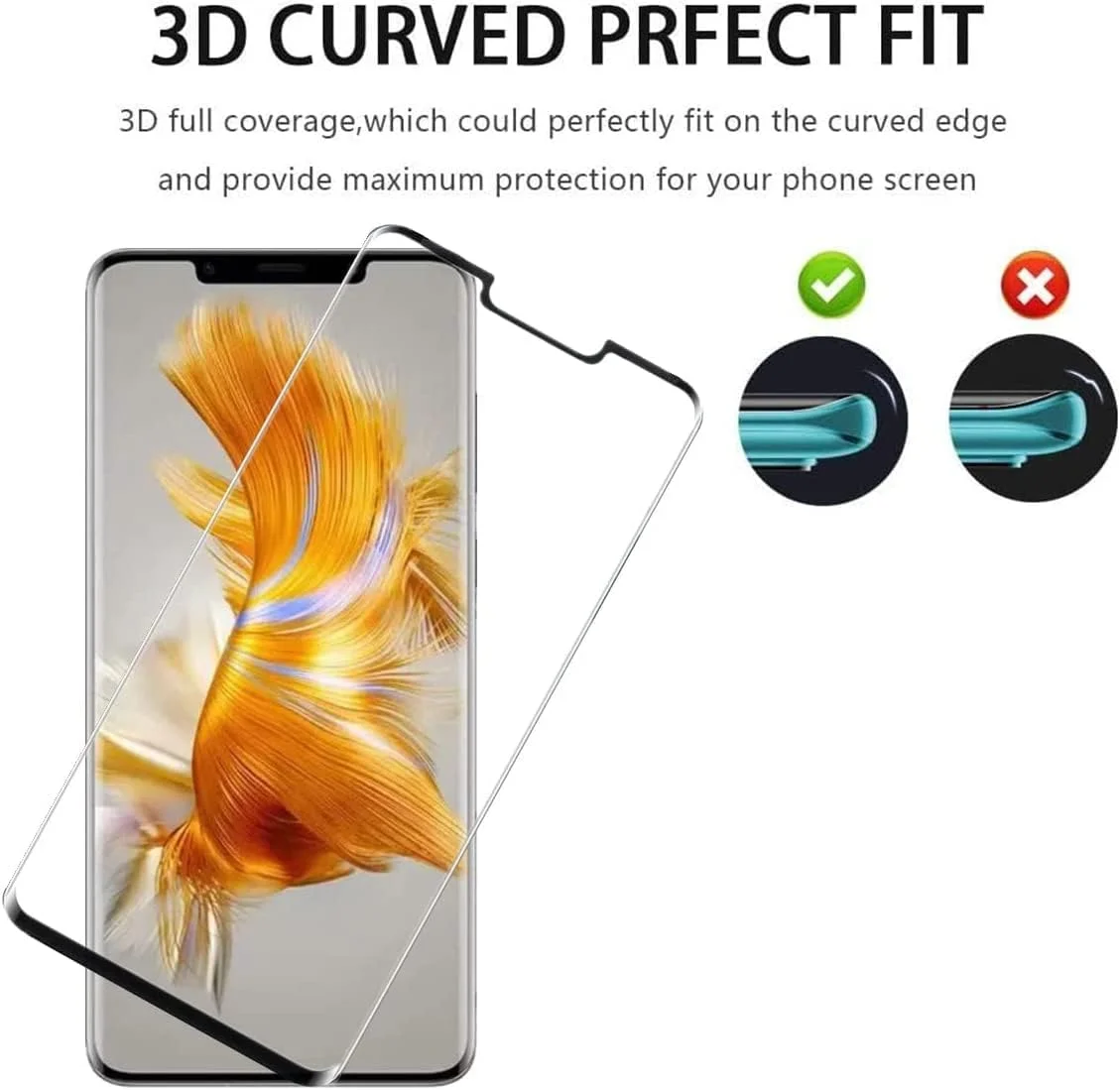 [2 عدد] محافظ صفحه نمایش منحنی سه بعدی برای HUAWEI Mate 50 Pro 2022، شیشه حرارت دیده با سختی 9H، پوشش کامل صفحه نمایش بدون حباب، لبه های منحنی سه بعدی برای محافظ صفحه نمایش شفاف HD HUAWEI Mate50 Pro 6.74 اینچی