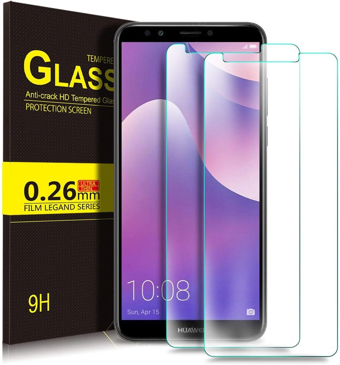 [بسته 2 عددی] محافظ صفحه نمایش قوی Huawei Y7 Prime 2018 شیشه حرارت دیده با سختی 9H HD