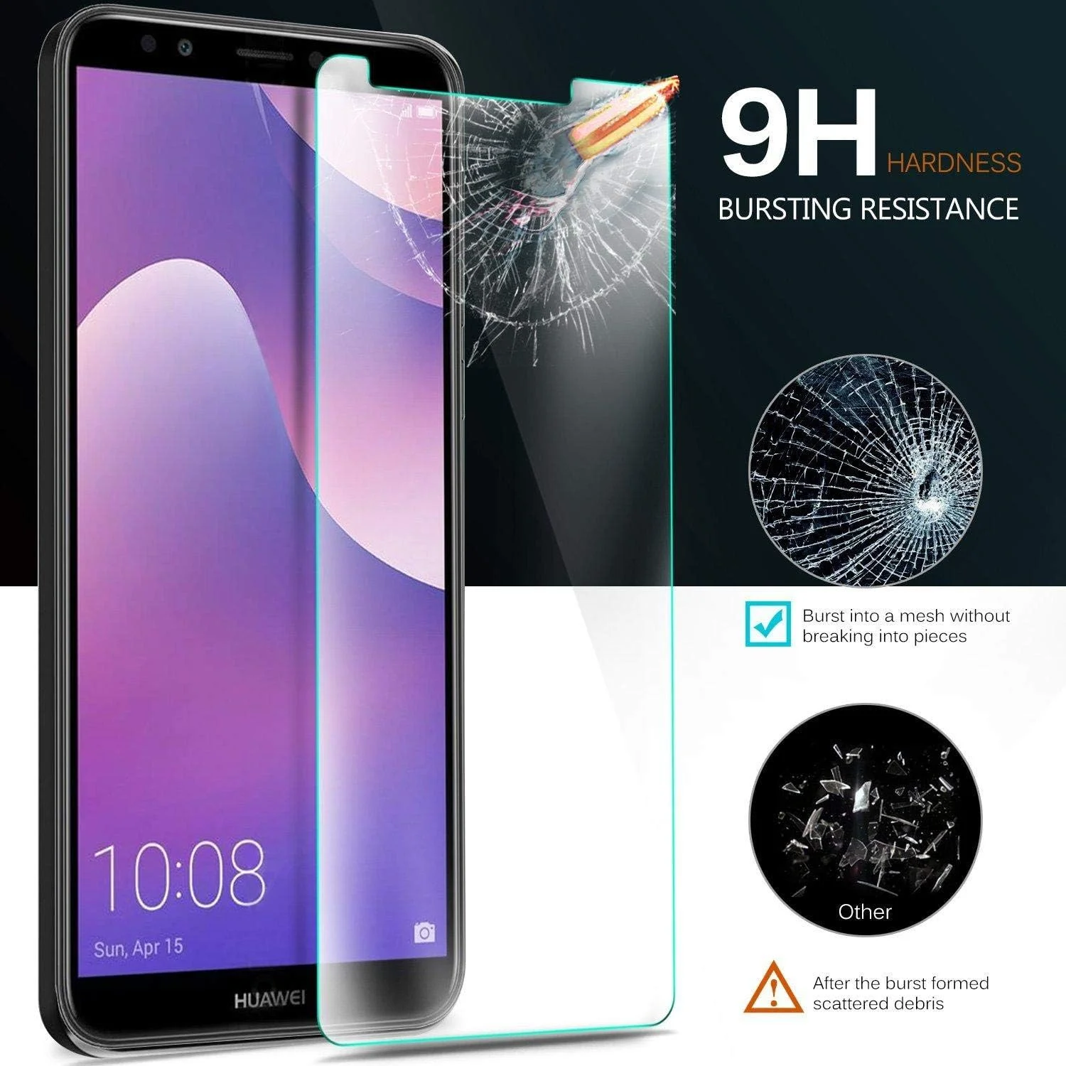 [بسته 2 عددی] محافظ صفحه نمایش قوی Huawei Y7 Prime 2018 شیشه حرارت دیده با سختی 9H HD