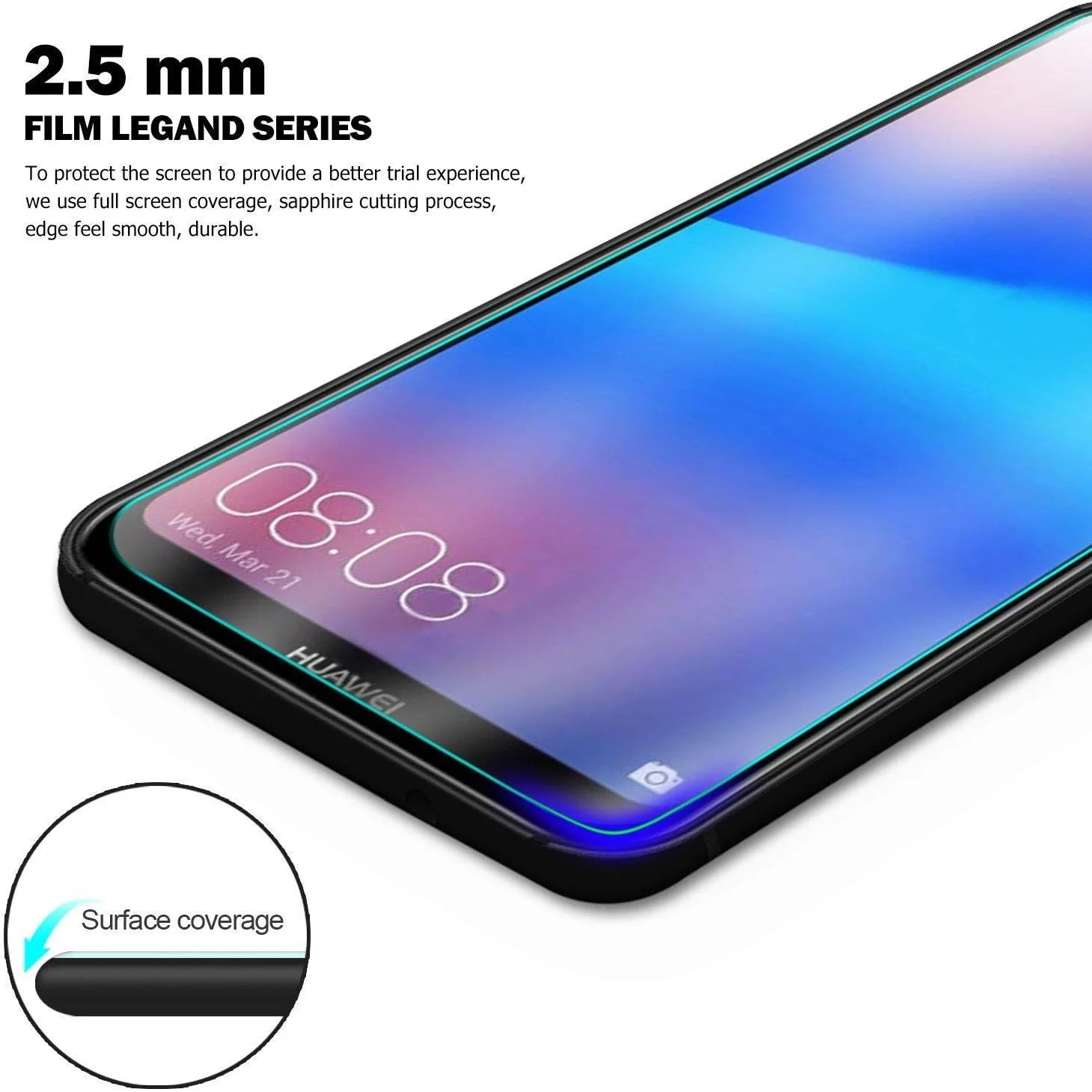 [2 عددی] محافظ صفحه نمایش هواوی P20 لایت، وضوح HD، نصب آسان بدون حباب، شیشه حرارت دیده با حساسیت بالا