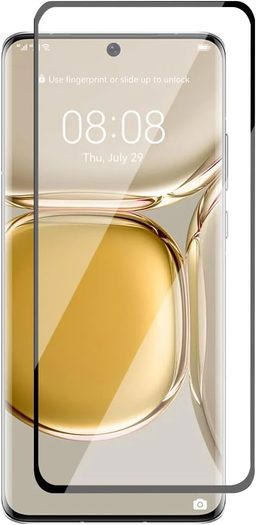 محافظ صفحه نمایش Al-HuTrusHi سازگار با Huawei P50 Pro، شیشه حرارت دیده، چسب کامل منحنی سه بعدی، (پوشش کامل صفحه نمایش)، حساس به لمس، ضد خش، HD شفاف، سازگار با قاب