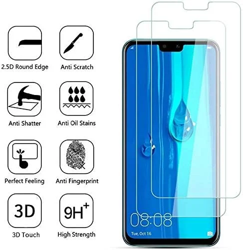 محافظ صفحه نمایش شیشه ای تمپرد سازگار با Huawei Y9 2019، فیلم محافظ صفحه نمایش برای y9 2019 6.5 اینچ