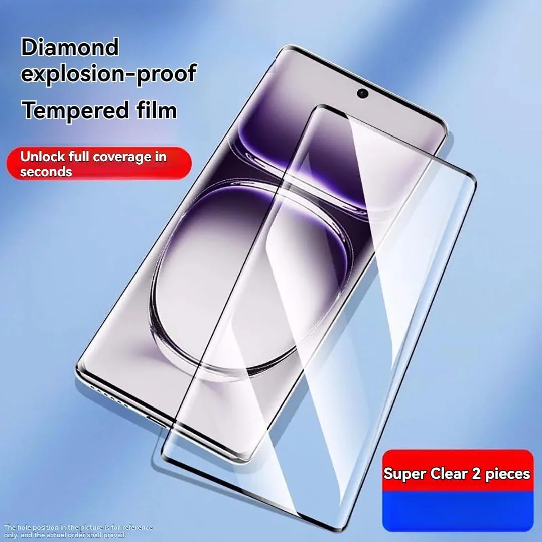 محافظ صفحه نمایش دو تکه سازگار با Huawei Pura 80 Ultra / P80 Pro/P+، شیشه حرارت دیده منحنی کامل، همراه با جعبه کشویی بدون گرد و غبار، فیلم محافظ صفحه نمایش با کیفیت بالا Pura 80 Pro