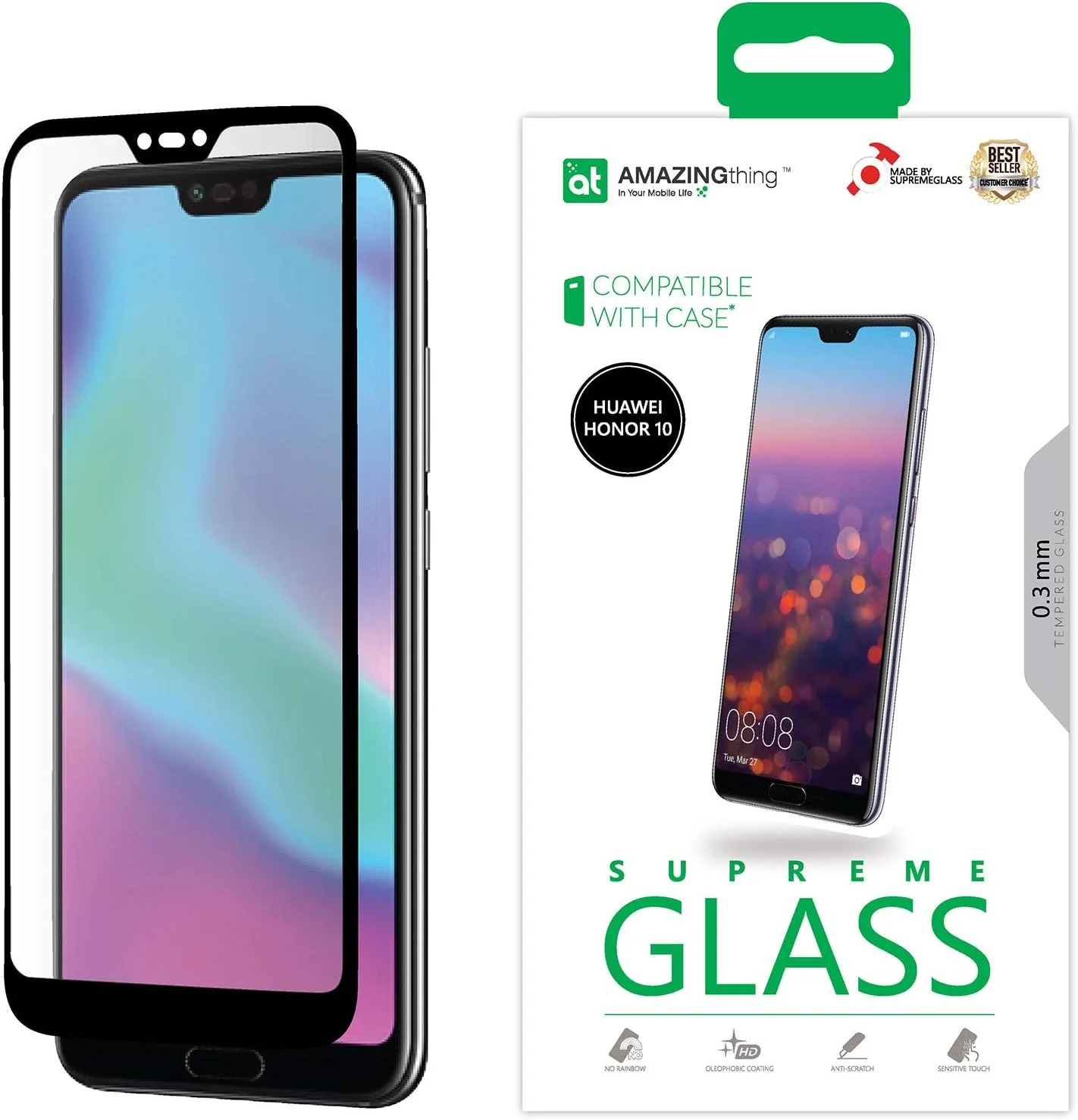 محافظ صفحه نمایش شیشه ای تمپرد فول چسب Huawei Honor 10 مدل Supreme Glass از AMAZINGthing محافظ صفحه نمایش شیشه ای تمپرد فول چسب Huawei Honor 10 مدل Supreme Glass از AMAZINGthing