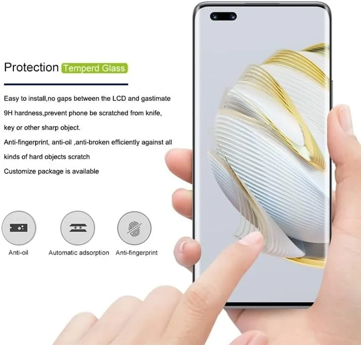 محافظ صفحه نمایش شیشه ای حرارت دیده Muzz Huawei Nova 10 Pro، لبه منحنی سه بعدی، وضوح بالا، ضد خش، سختی 9H، بدون حباب، سازگار با قاب برای Huawei nova 10 Pro (مشکی)