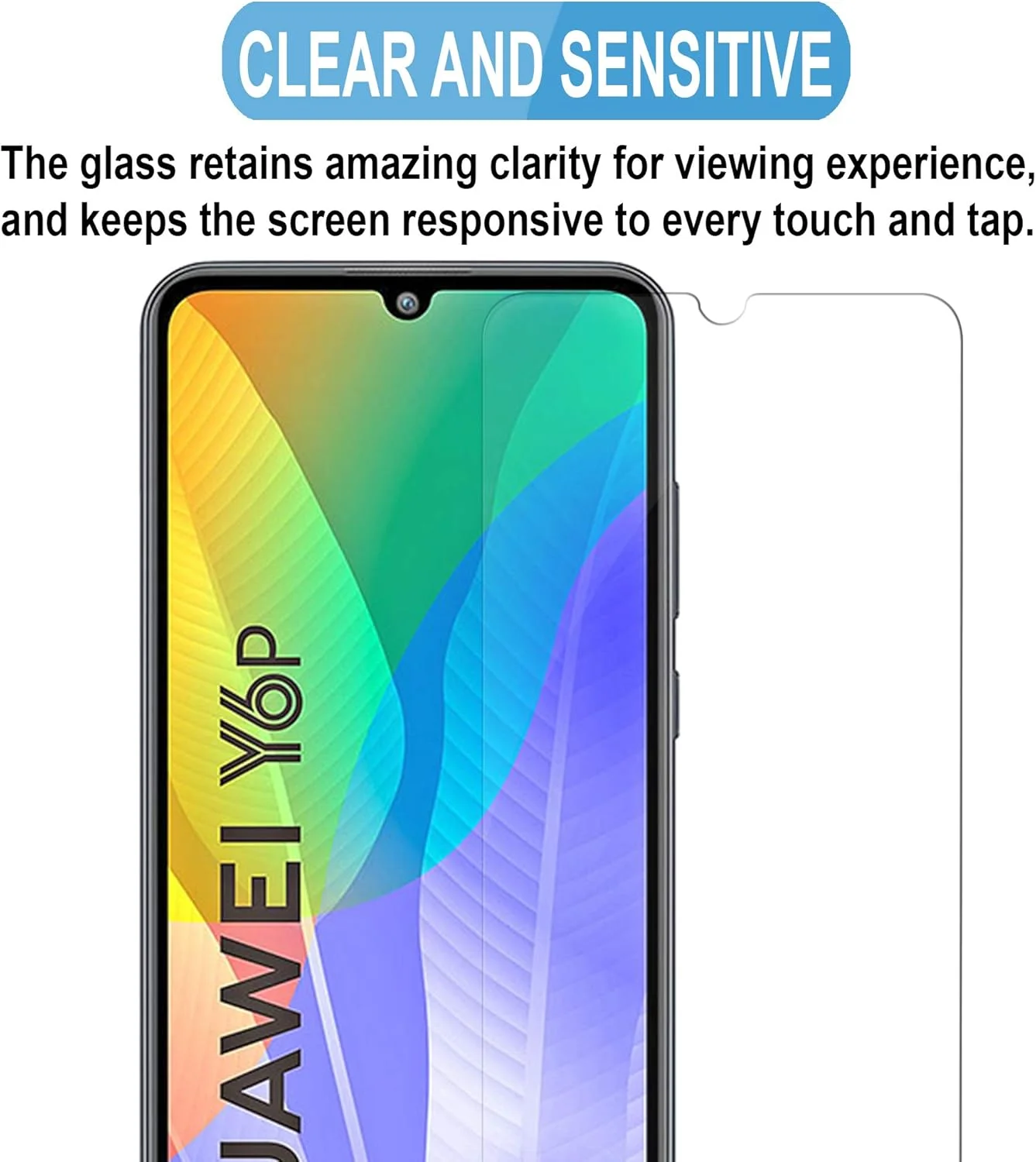 محافظ صفحه نمایش شیشه ای هواوی Y6p با چسب کامل، شیشه حرارت دیده ضد انفجار 2.5D مخصوص هواوی Y6p از نایس استور امارات