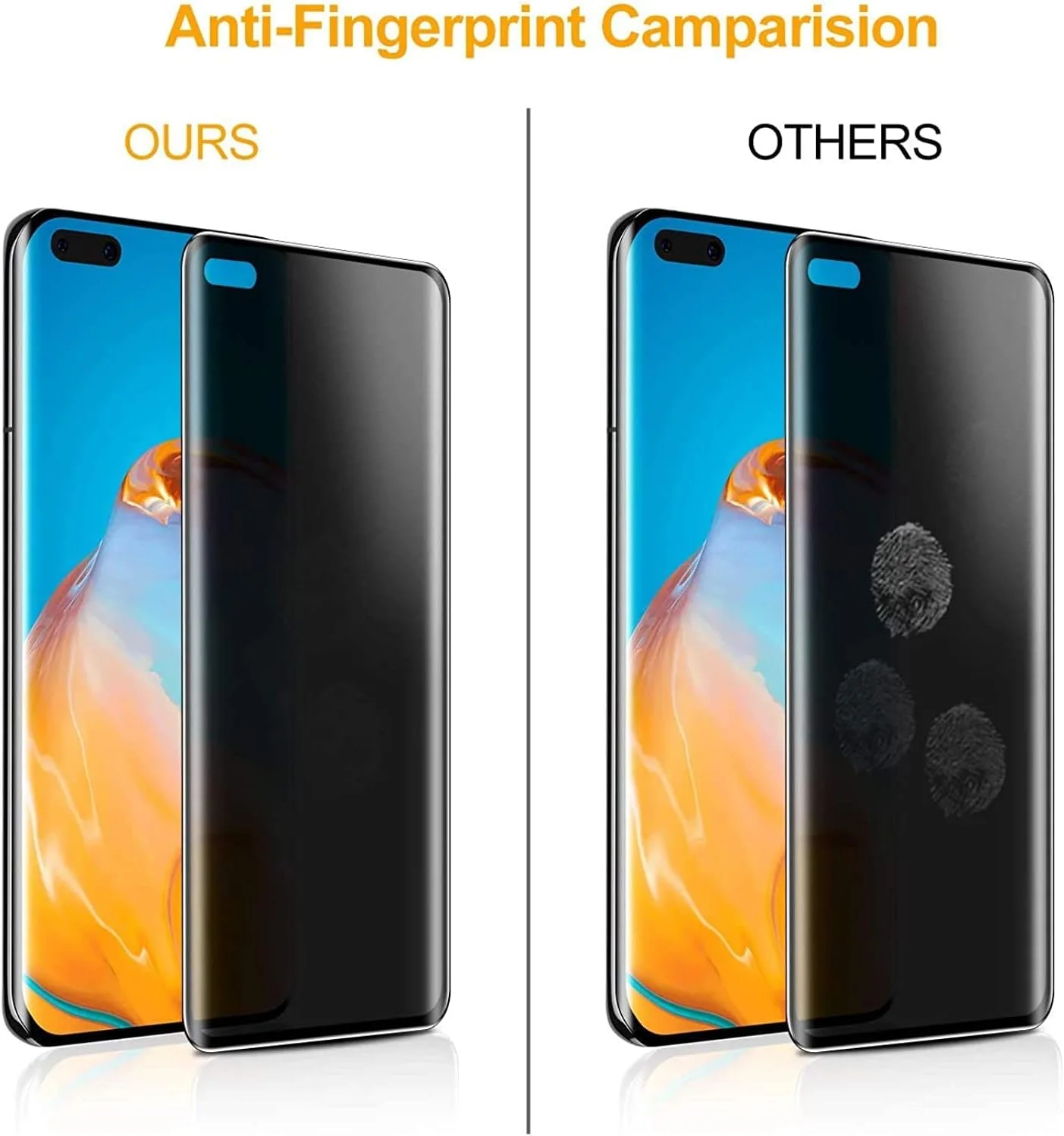 محافظ صفحه نمایش حریم خصوصی آل-هوتروشی Huawei P40 Pro / P40 Pro Plus، [پوشش کامل سه بعدی] [سختی 9H] [سازگار با قاب] فیلم شیشه ای حرارت دیده ضد جاسوسی