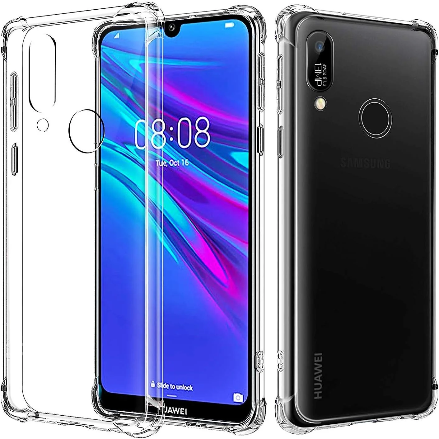 محافظ صفحه نمایش شیشه ای چسبی 9D سازگار با Huawei Y6S + کاور محافظ شفاف گوشی، فیلم محافظ شیشه ای سخت با سختی 9H