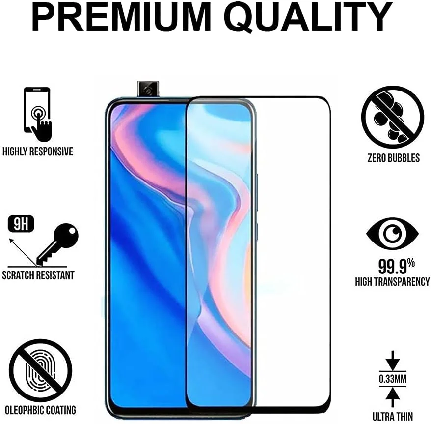 محافظ صفحه نمایش شیشه ای حرارت دیده برای هوآوی Y9 Prime مشکی