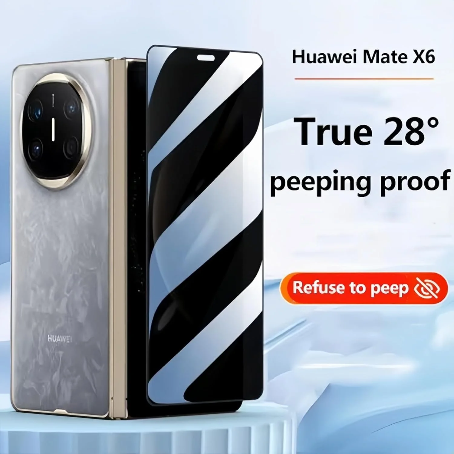 محافظ صفحه نمایش حریم خصوصی Gruattreay سازگار با Huawei Mate X6، [2 عدد] شیشه حرارت دیده، ضد خش با سختی 9H، محافظ صفحه نمایش خارجی بدون حباب