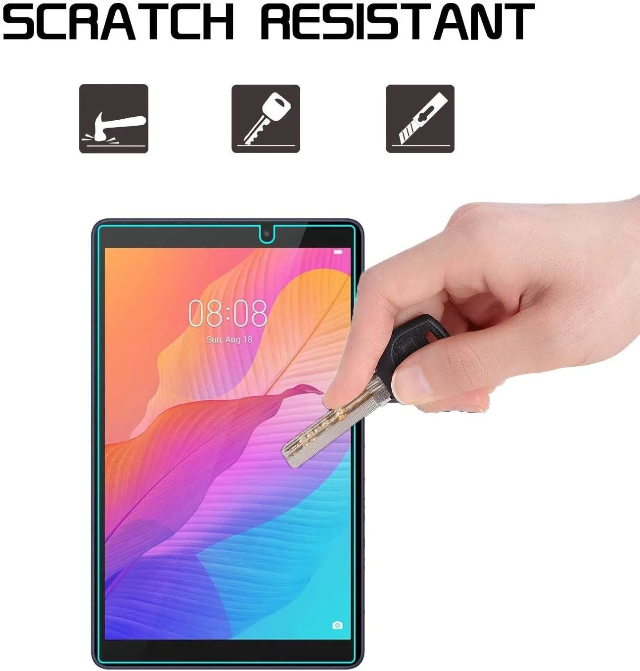 محافظ صفحه نمایش شیشه ای تمپرد Al-HuTrusHi برای هواوی Matepad T8 8.0 اینچ، ضد انفجار با سختی 9H، ضد اثر انگشت، وضوح بالا، ضد خش، ضد تابش نور