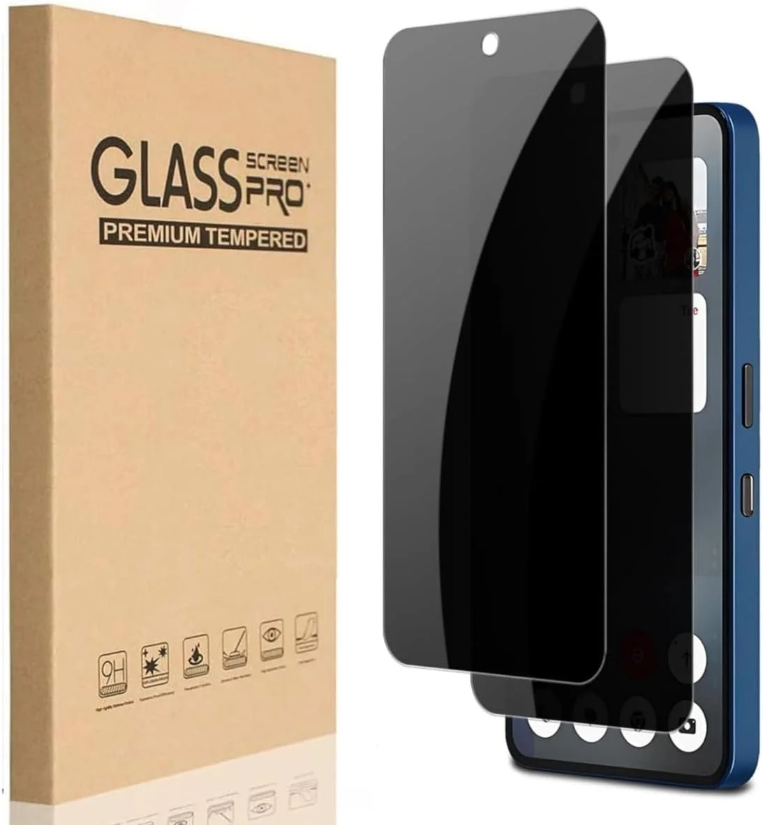 محافظ صفحه نمایش شیشه ای حریم خصوصی [بسته 2 عددی] Zuooiec برای گوشی ناتینگ CMF Phone 2 Pro، نصب آسان، محافظت با اثر انگشت، فوق العاده شفاف، حساسیت لمسی، ضد جاسوسی