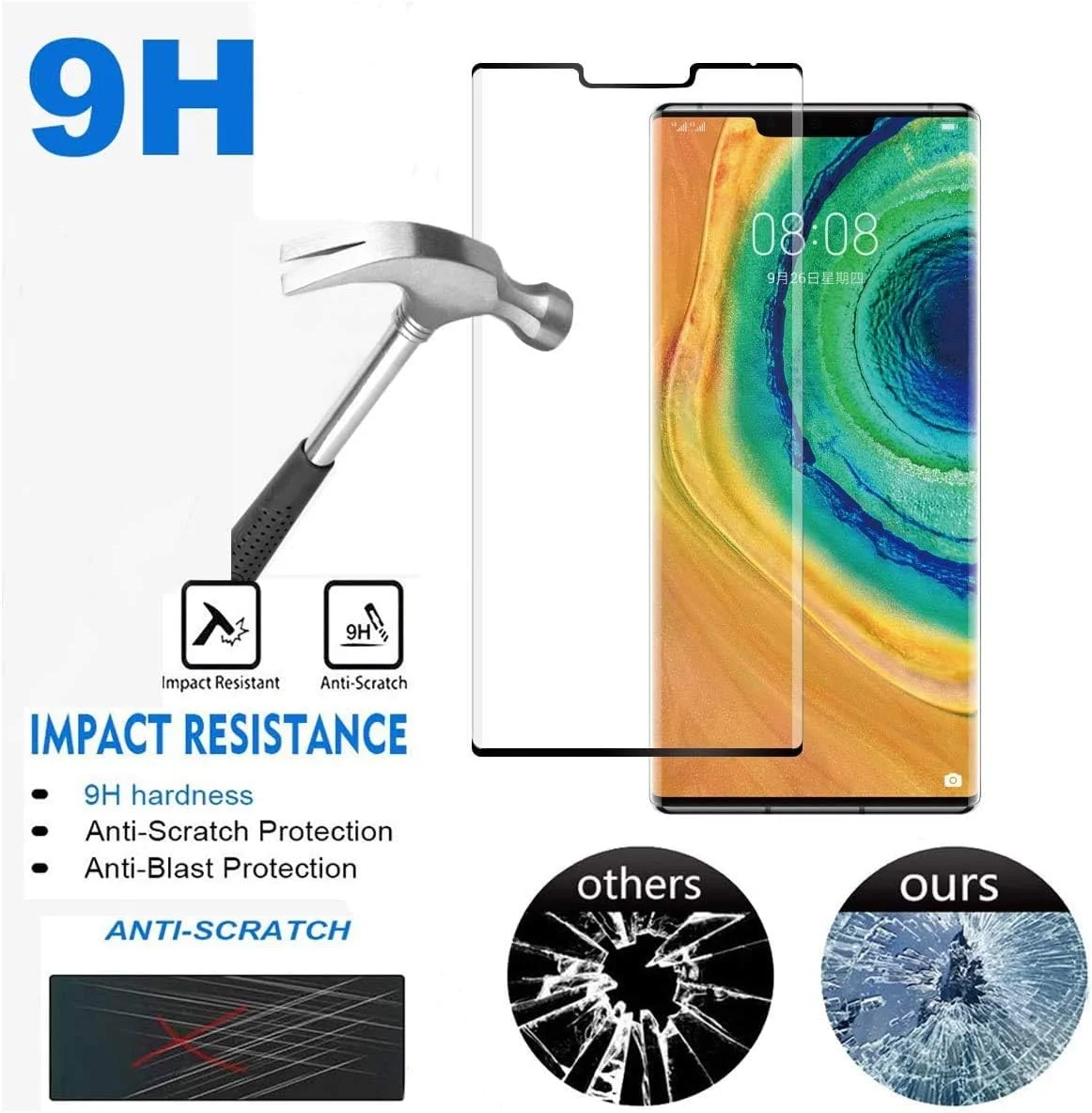 محافظ صفحه نمایش Al-HuTrusHi سازگار با Huawei Mate 30 Pro، محافظ صفحه نمایش مات، فیلم سرامیکی با سطح مات (نه شیشه)