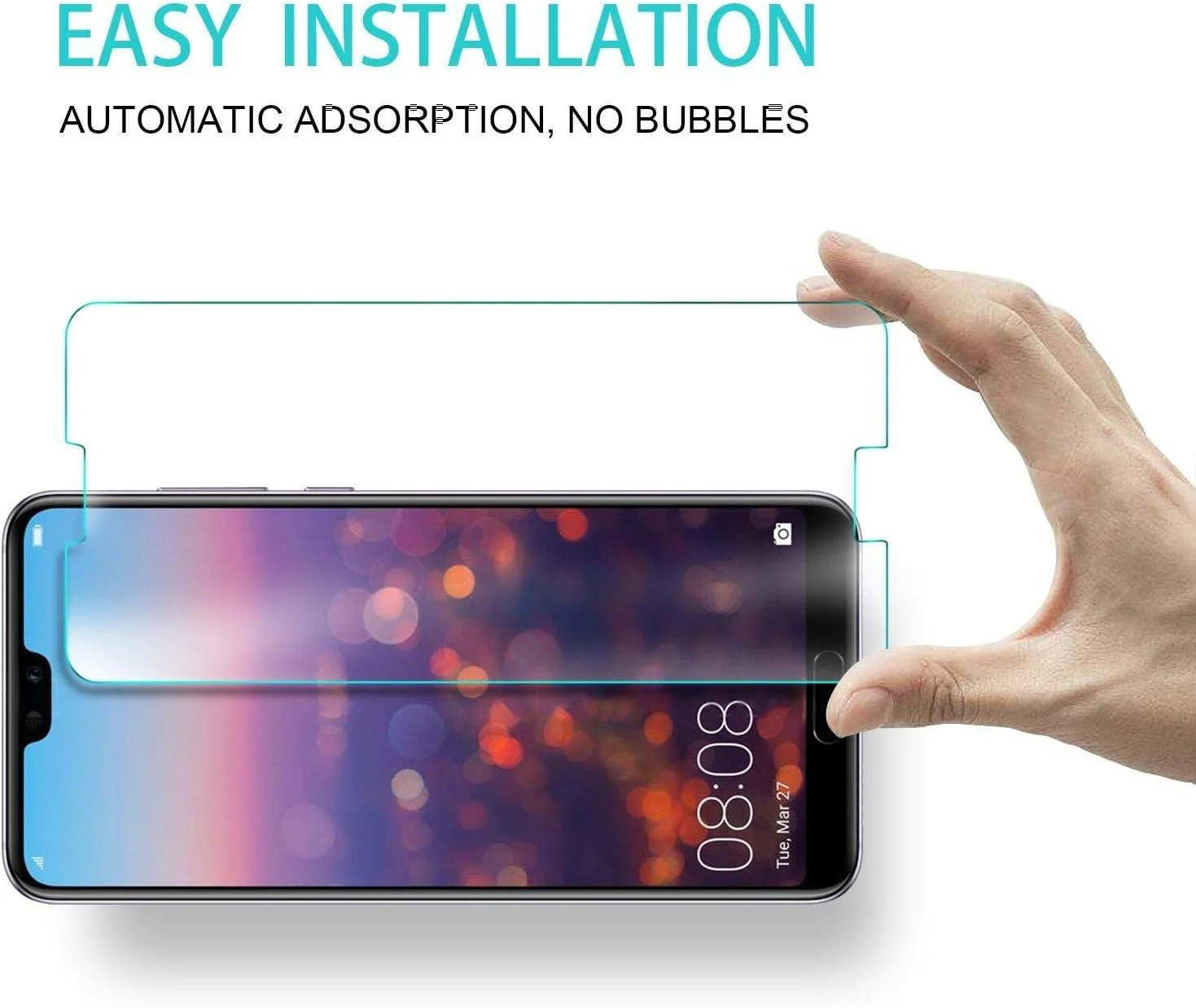 [2 عددی] محافظ صفحه نمایش Huawei P20 pro، سختی 9H، شفافیت HD، نصب بدون حباب، محافظ شیشه ای حرارت دیده با واکنش پذیری بالا