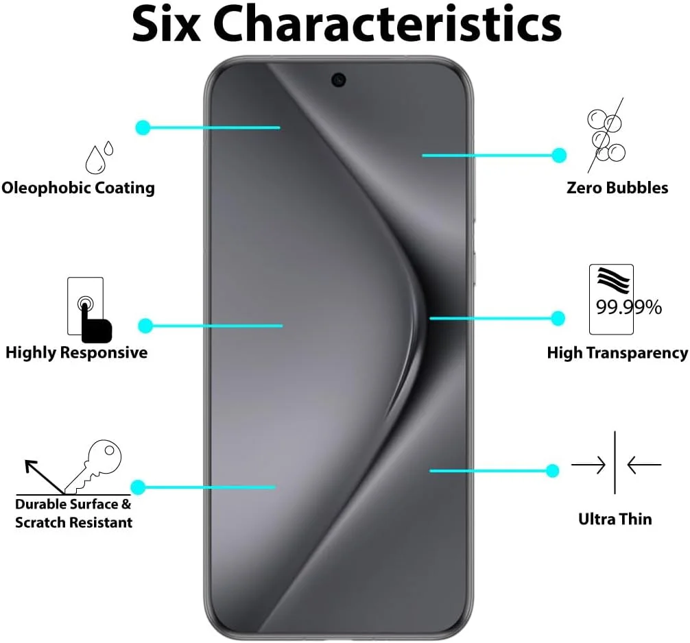 محافظ صفحه نمایش Al-HuTrusHi سازگار با Huawei Pura 70 Pro، شیشه حرارت دیده [ضد تابش نور] [پوشش کامل HD] [نصب آسان] [حساس به لمس]