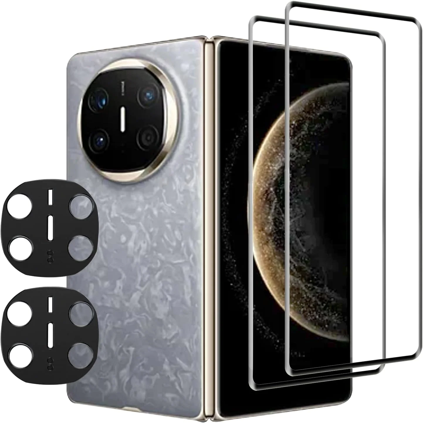 محافظ صفحه نمایش شیشه ای حرارت دیده سازگار با گوشی هوشمند تاشو HUAWEI Mate X6 به همراه محافظ لنز، سختی 9H ضد خش، مقاوم در برابر خراش نصب آسان [7.93 اینچ]