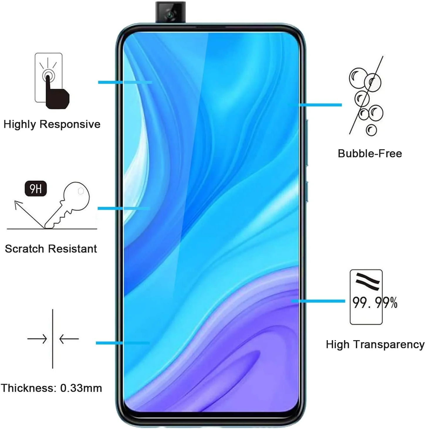 Al-HuTrusHi Huawei Y9S / Honor 9X / Honor 9X Pro / Honor 10 Plus / P Smart 2 / Y9 Prime 2019 Anti-Glare Privacy Screen Protector Tempered Glass [3D Touch][Case Friendly] Bubble Free