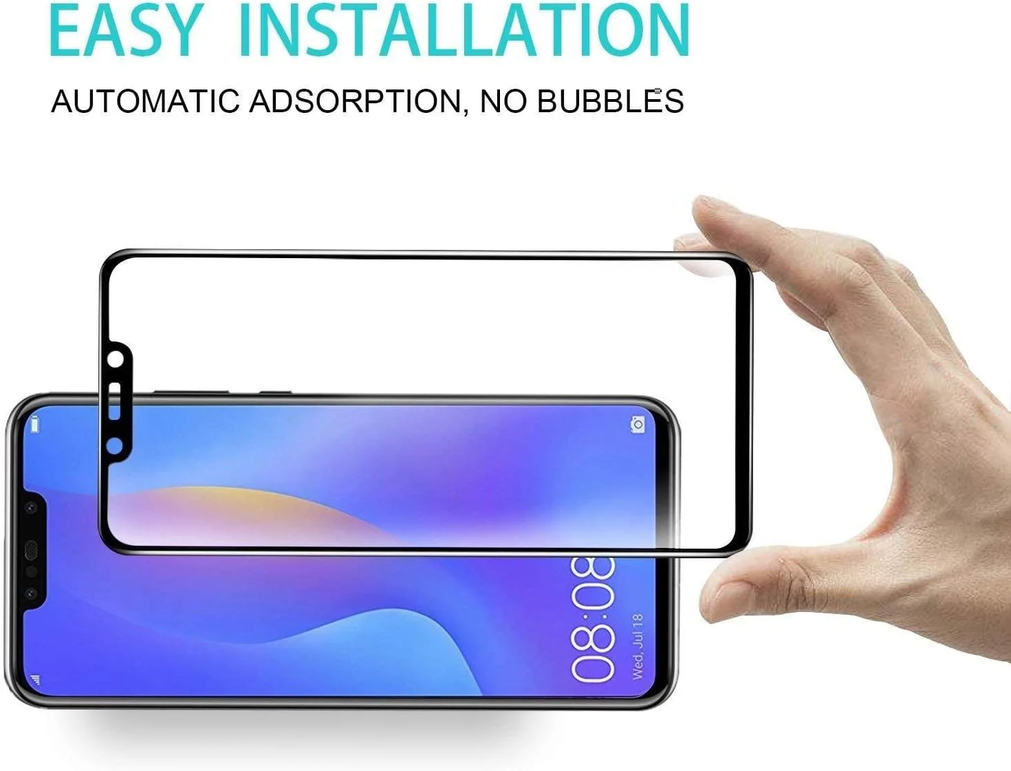 Huawei Nova 3i Screen Protector, 9H Hardness HD Tempered Glass Protector for (P Smart) Smartphone, Black