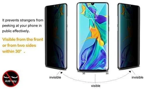 محافظ صفحه نمایش حریم خصوصی Huawei P30 Pro آل-هوتروشی، فیلم شیشه ای حرارت دیده ضد جاسوسی، [سازگار با قاب] [بدون حباب] [ضد خش]