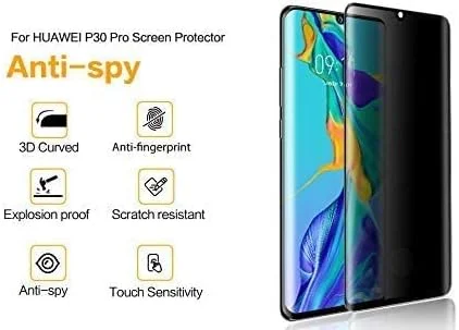 محافظ صفحه نمایش حریم خصوصی Huawei P30 Pro آل-هوتروشی، فیلم شیشه ای حرارت دیده ضد جاسوسی، [سازگار با قاب] [بدون حباب] [ضد خش]