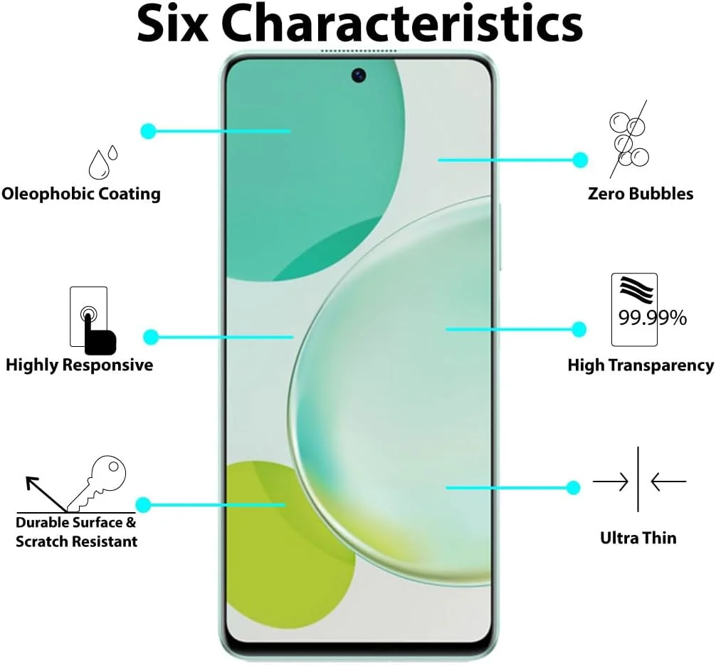 محافظ صفحه نمایش Al-HuTrusHi سازگار با Huawei nova 11i، محافظ صفحه نمایش شیشه ای حرارت دیده [ضد تابش نور] [پوشش کامل HD] [نصب آسان] [سختی 9H]