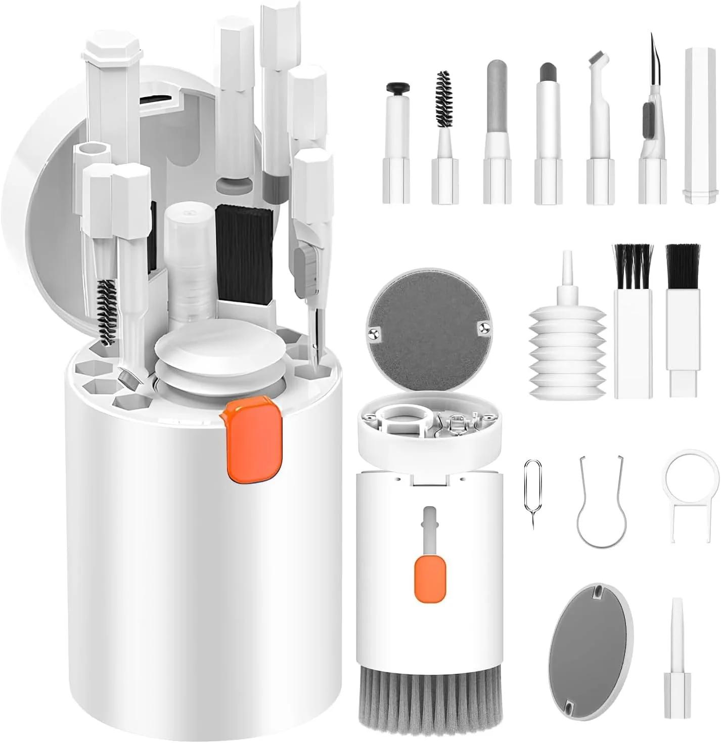کیت تمیز کننده چند منظوره 20 در 1 Pecbase برای دستگاه های الکترونیکی، برس تمیز کننده صفحه کلید، کیت تمیز کننده هدفون برای AirPods، ابزار چند منظوره برای تمیز کردن لپ تاپ، صفحه کلید، دوربین، سفید (135-01)