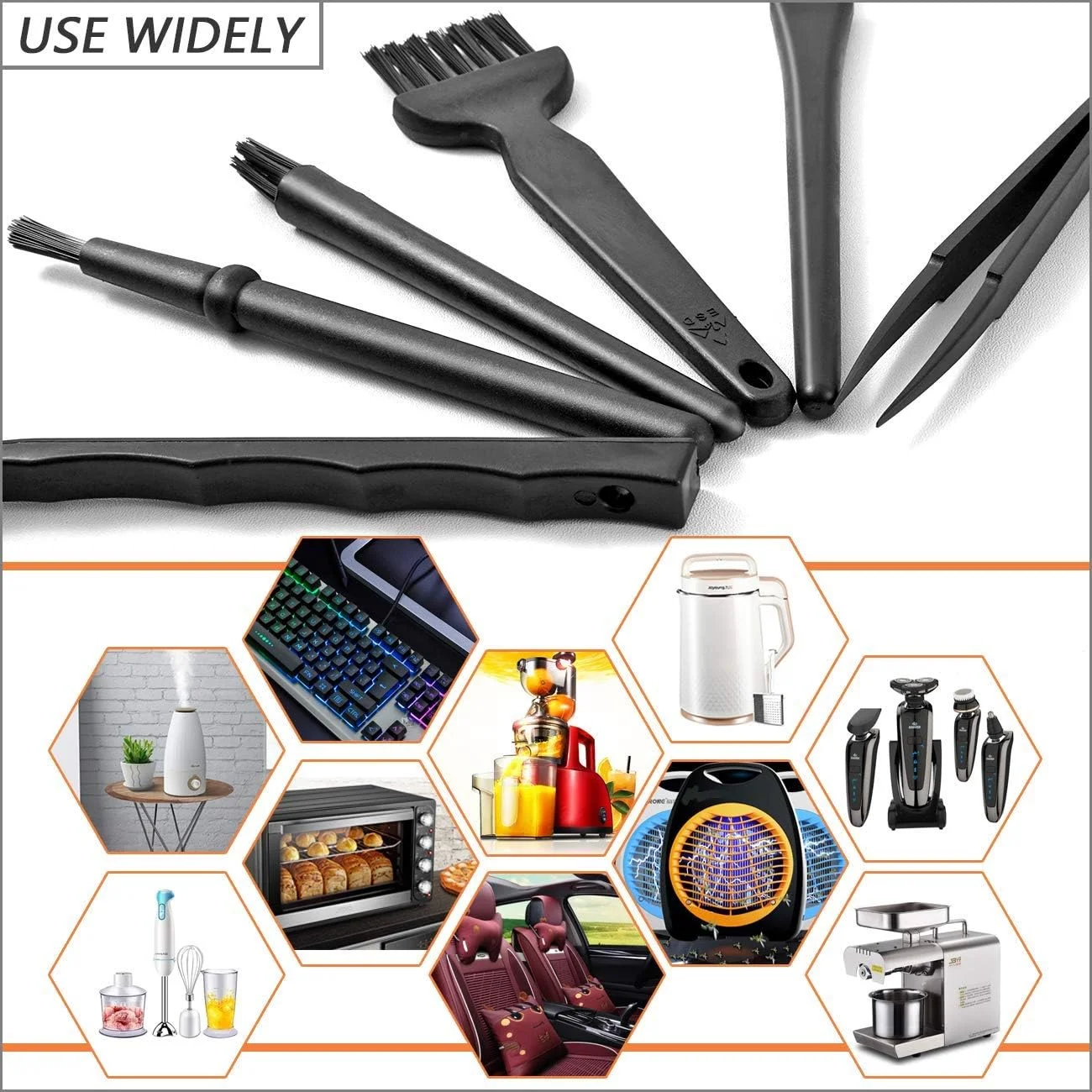 ECVV برس های کوچک قابل حمل با دسته پلاستیکی و نایلونی ضد استاتیک، کیت برس تمیز کننده صفحه کلید کامپیوتر