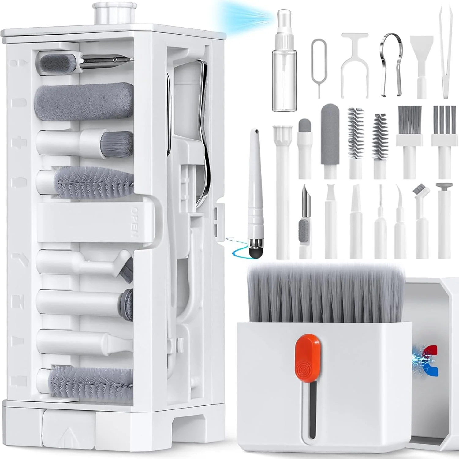 کیت تمیز کننده کامل تلفن 32 در 1 با تمیز کننده پورت شارژ، قلم استایلوس، ابزار سیم کارت، برس صفحه کلید، برس بلندگو و موارد دیگر برای نگهداری آیفون، ایرپاد، آیپد، مک بوک و لوازم الکترونیکی کیت تمیز کننده کامل تلفن 32 در 1 با تمیز کننده پورت شارژ، قلم استایلوس، ابزار سیم کارت، برس صفحه کلید، برس بلندگو و موارد دیگر برای نگهداری آیفون، ایرپاد، آیپد، مک بوک و لوازم الکترونیکی