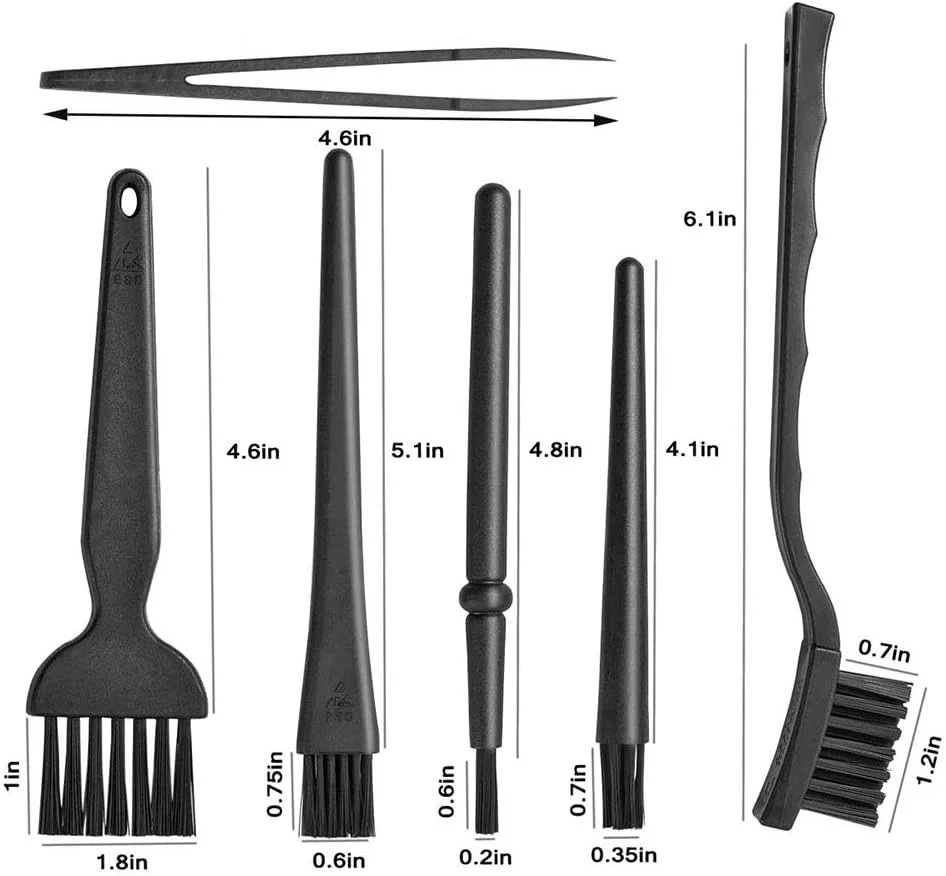 ECVV برس های کوچک قابل حمل با دسته پلاستیکی و نایلونی ضد استاتیک، کیت برس تمیز کننده صفحه کلید کامپیوتر