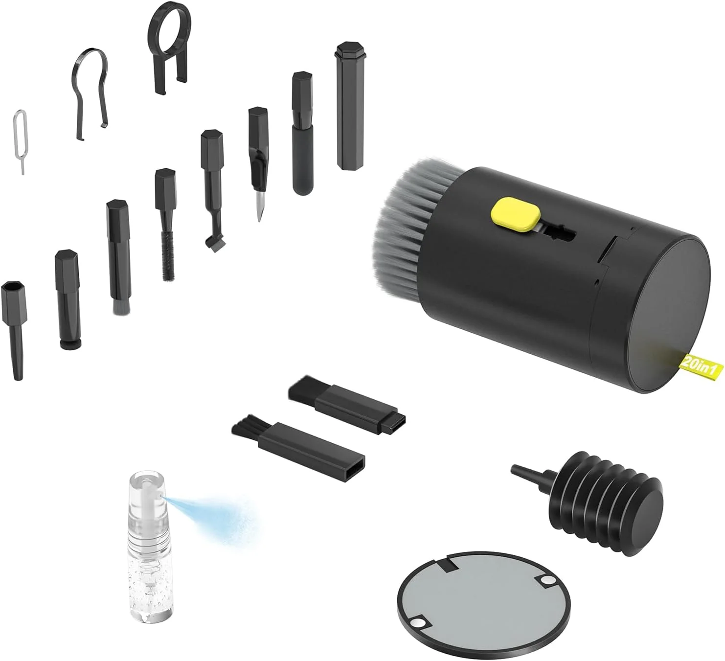 کیت تمیز کننده کیبورد Tounee با برس بزرگ جمع شونده، قابل حمل، کیت چند منظوره 20 در 1 برای تلفن، تبلت، کامپیوتر، مانیتور PC، لنز دوربین تلویزیون با اسپری مه 2.5 میلی لیتری کیت تمیز کننده کیبورد Tounee با برس بزرگ جمع شونده، قابل حمل، کیت چند منظوره 20 در 1 برای تلفن، تبلت، کامپیوتر، مانیتور PC، لنز دوربین تلویزیون با اسپری مه 2.5 میلی لیتری