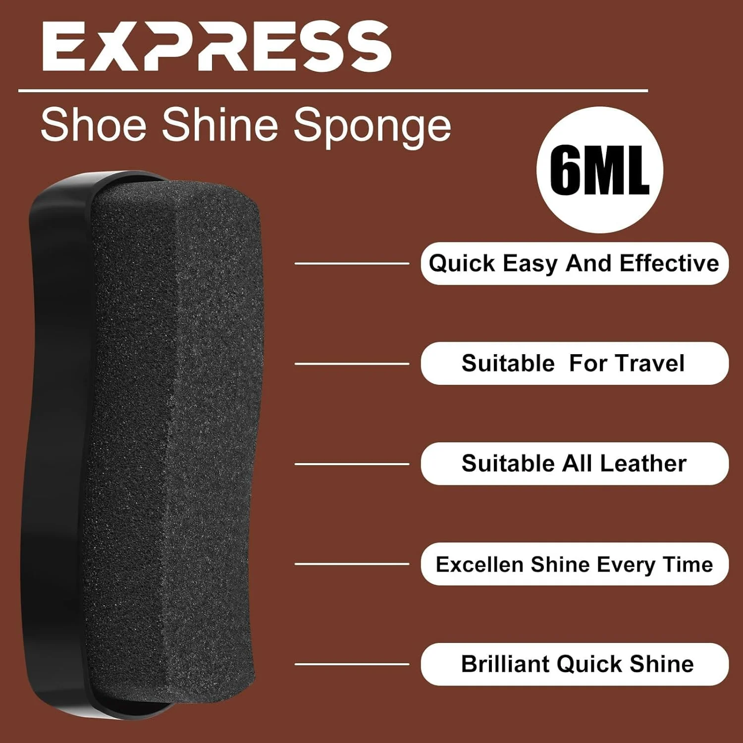 اسفنج براق کننده کفش KASTWAVE، بسته 6 عددی اسفنج براق کننده چرم، اسفنج پولیش کفش برای تمیز کردن کیف، چرم، کفش و لوازم جانبی کفش
