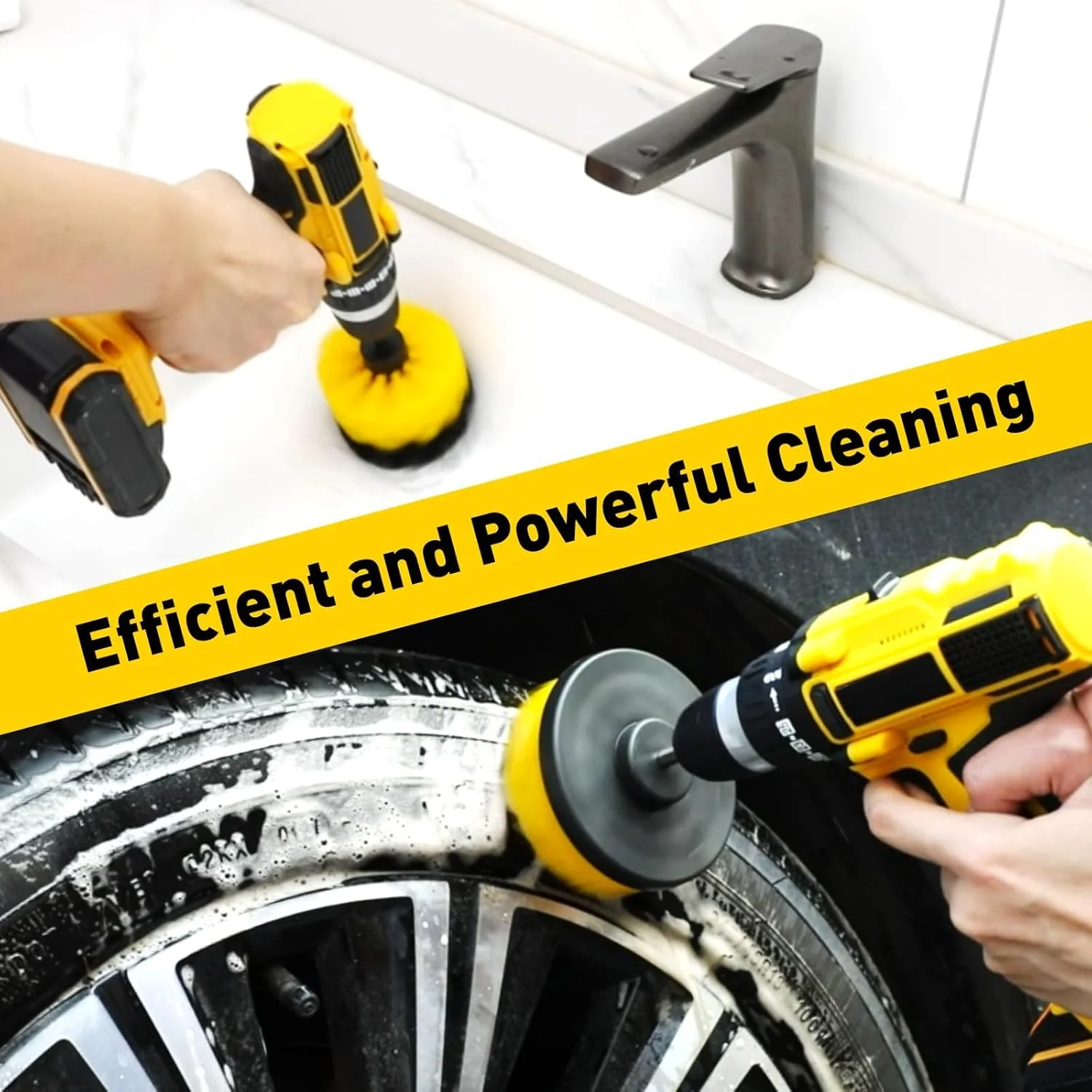 مجموعه 4 عددی برس سر دریلی، برس اسکراب برای دریل، برس های اسکرابر برقی با اتصال توسعه یافته، کیت تمیز کننده برس دریل چند منظوره برای دوغاب، کف، وان، دوش، کاشی، ماشین