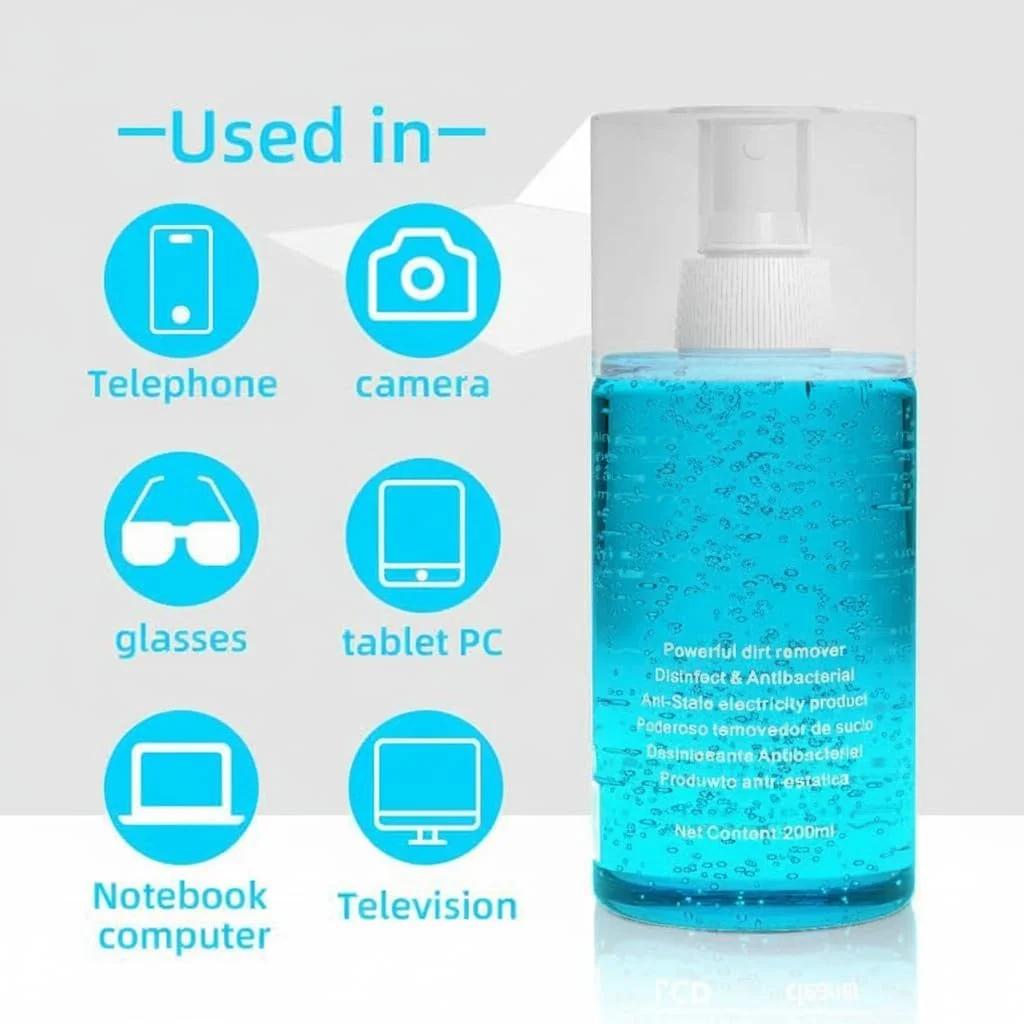 اسپری تمیز کننده صفحه نمایش با پارچه نرم و مخمل خواب دار - ضد الکتریسیته ساکن، تمیز کننده بدون رگه برای سی دی، دی وی دی، وینیل، لوازم الکترونیکی، لپ تاپ، تبلت، تلفن، مانیتور، عینک و لنز دوربین - 200 میلی لیتر
