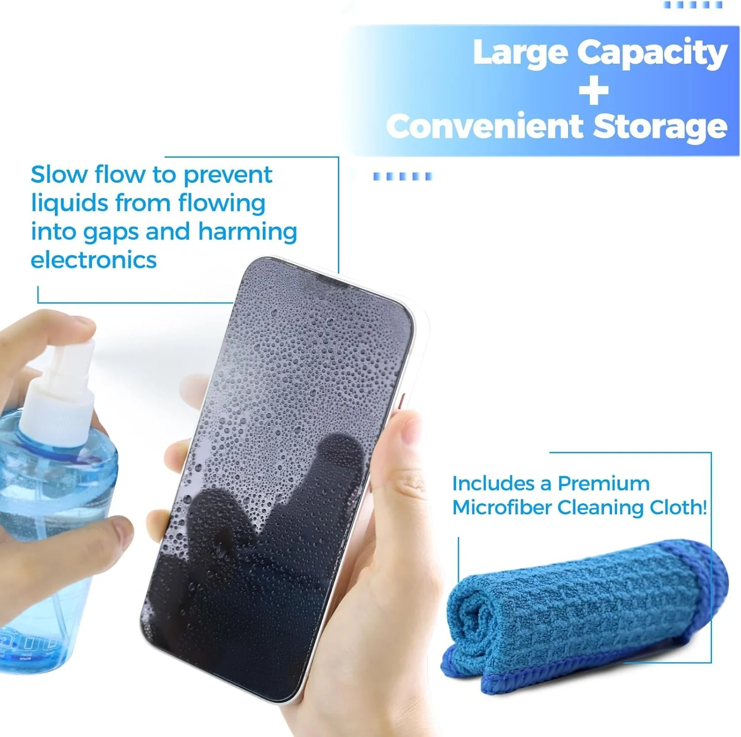 کیت تمیز کننده صفحه نمایش پریمیوم KASTWAVE – اسپری بدون چکه برای تلویزیون، کامپیوتر، تلفن و تبلت (200 میلی لیتر/6.7 اونس) به همراه پارچه میکروفایبر کیت تمیز کننده صفحه نمایش پریمیوم KASTWAVE – اسپری بدون چکه برای تلویزیون، کامپیوتر، تلفن و تبلت (200 میلی لیتر/6.7 اونس) به همراه پارچه میکروفایبر