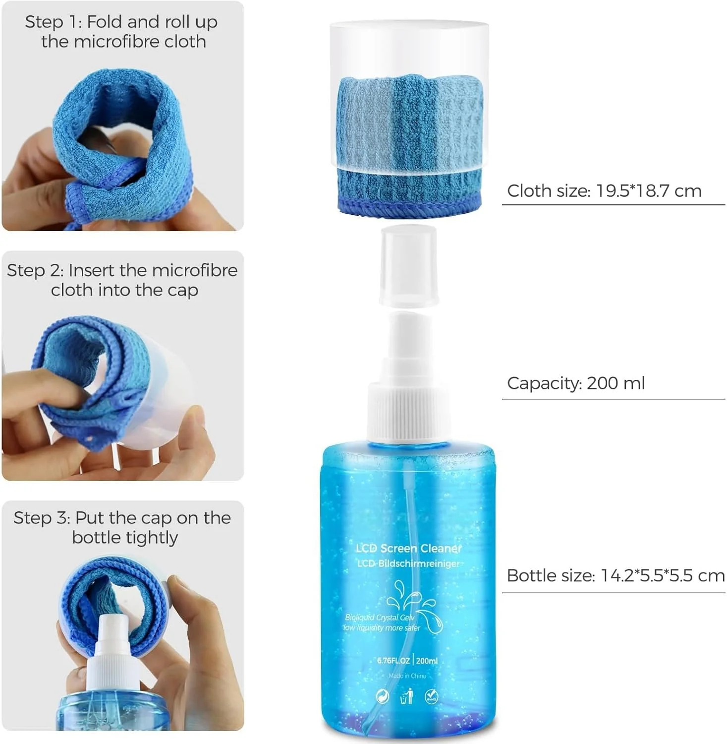 کیت تمیز کننده صفحه نمایش پریمیوم KASTWAVE – اسپری بدون چکه برای تلویزیون، کامپیوتر، تلفن و تبلت (200 میلی لیتر/6.7 اونس) به همراه پارچه میکروفایبر کیت تمیز کننده صفحه نمایش پریمیوم KASTWAVE – اسپری بدون چکه برای تلویزیون، کامپیوتر، تلفن و تبلت (200 میلی لیتر/6.7 اونس) به همراه پارچه میکروفایبر