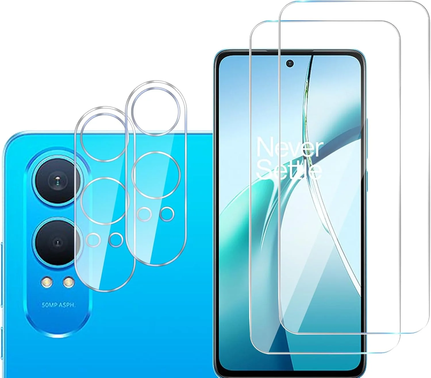 GMUJIAO [2+2 قطعه سازگار با OnePlus Nord CE4 Lite محافظ صفحه نمایش و محافظ دوربین عقب، سختی 9H [ضد خش]