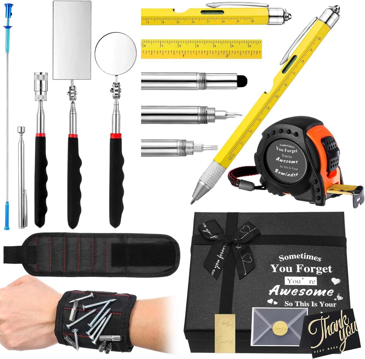 مجموعه هدیه 10 عددی Tandefio برای روز پدر، هدیه پدر از طرف پسر و دختر، بهترین هدیه برای پدر، مجموعه ابزار چند منظوره، هدیه مردانه، ابزار چند منظوره برای کمپینگ، خانه، تعمیر سریع دوچرخه به همراه جعبه هدیه