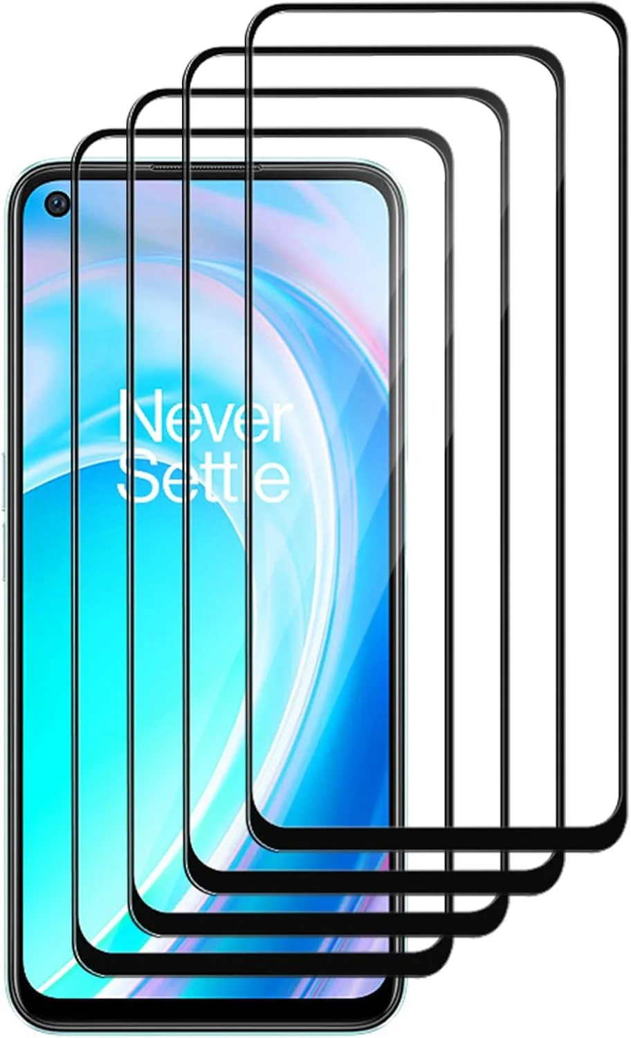 محافظ صفحه نمایش شیشه ای GMUJIAO [بسته 4 عددی] سازگار با OnePlus Nord CE 2 Lite 5G، فیلم شیشه ای حرارت دیده، محافظت عالی در برابر شکستن، سختی 9H - مشکی